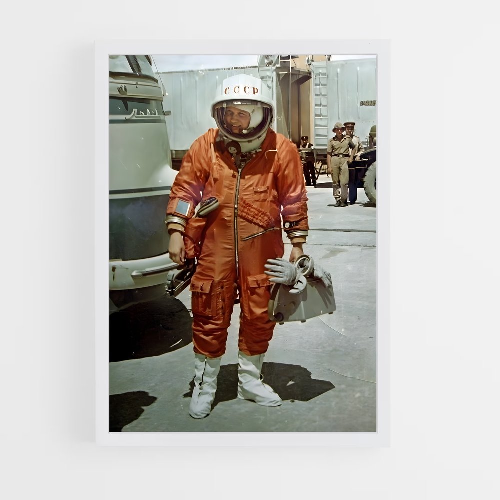 Poster L'Astronaute Orange – affiche Espace rétro (vue 3)